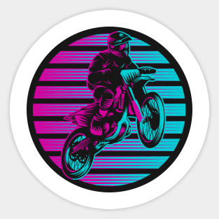 Retro Rider: Soaring High in a Vintage Motocross Jump Sticker